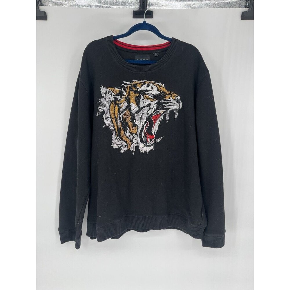 SEAN JOHN Men's 3XL‎ Black Beaded Tiger Pullover Sweatshirt